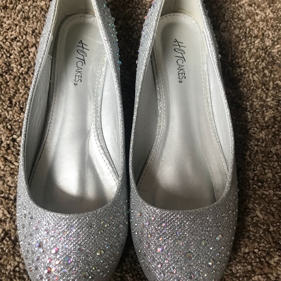 cute silver flats